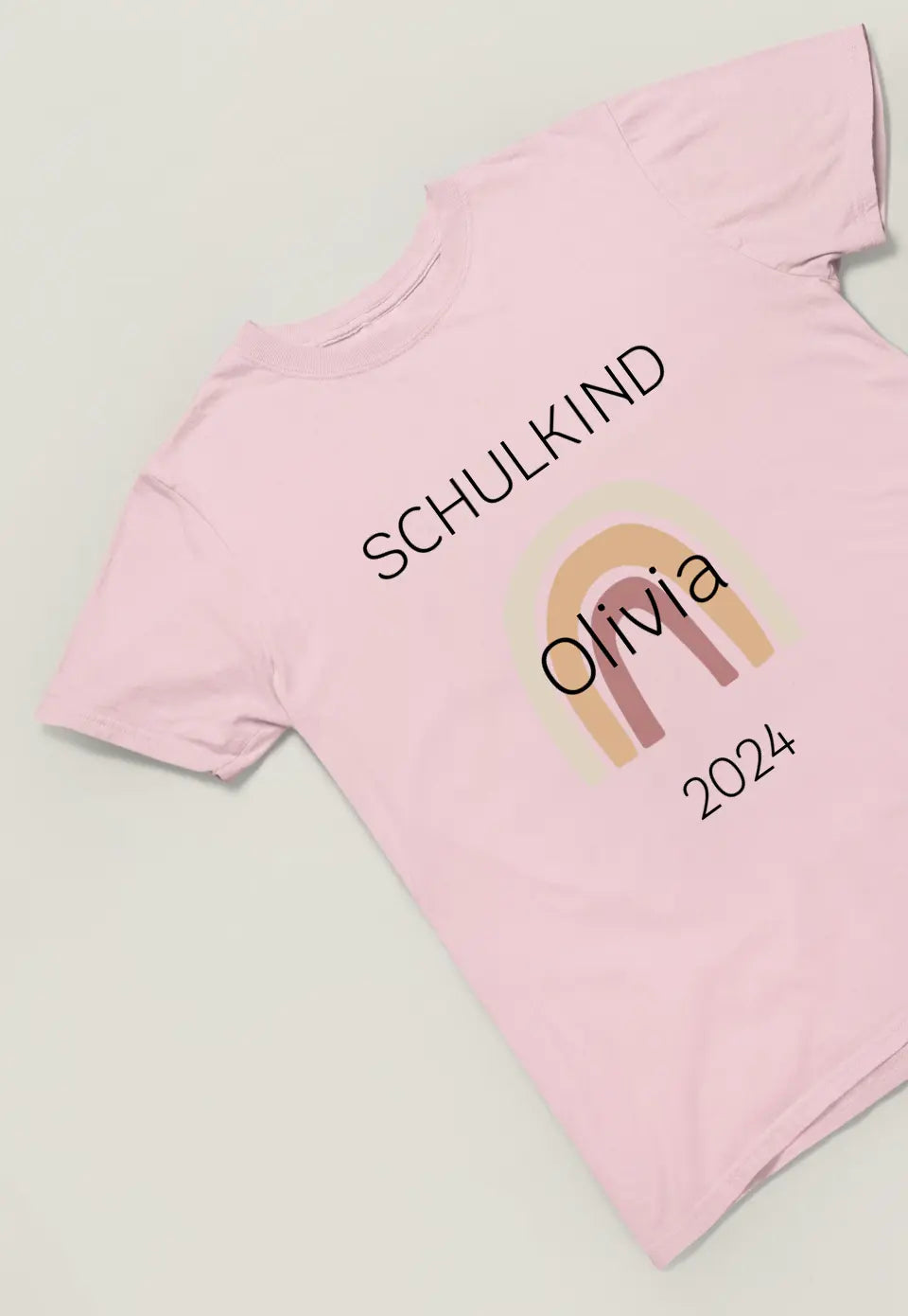 Personalisiertes Schulkind T-Shirt - mit einfachem Regenbogenmotiv