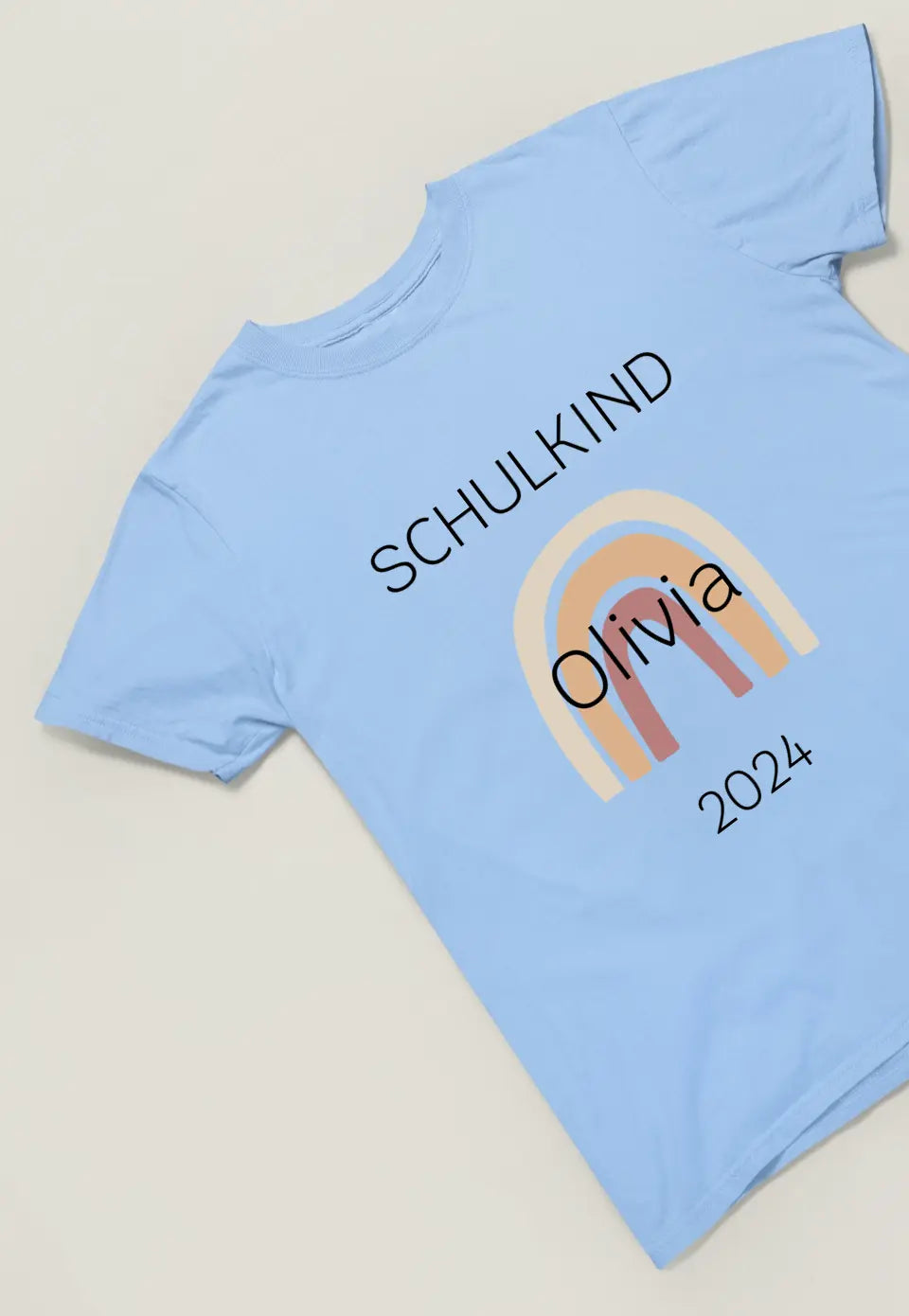 Personalisiertes Schulkind T-Shirt - mit einfachem Regenbogenmotiv