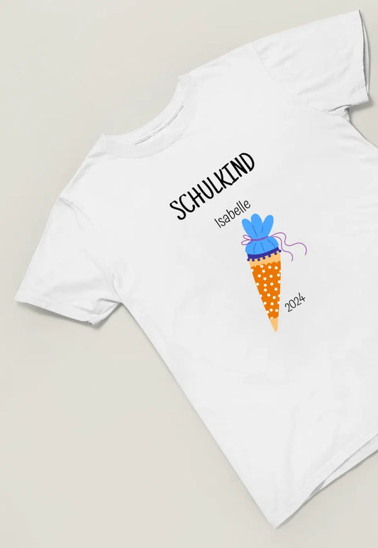Personalisiertes Schulkind - T-Shirt mit Schultütenmotiv