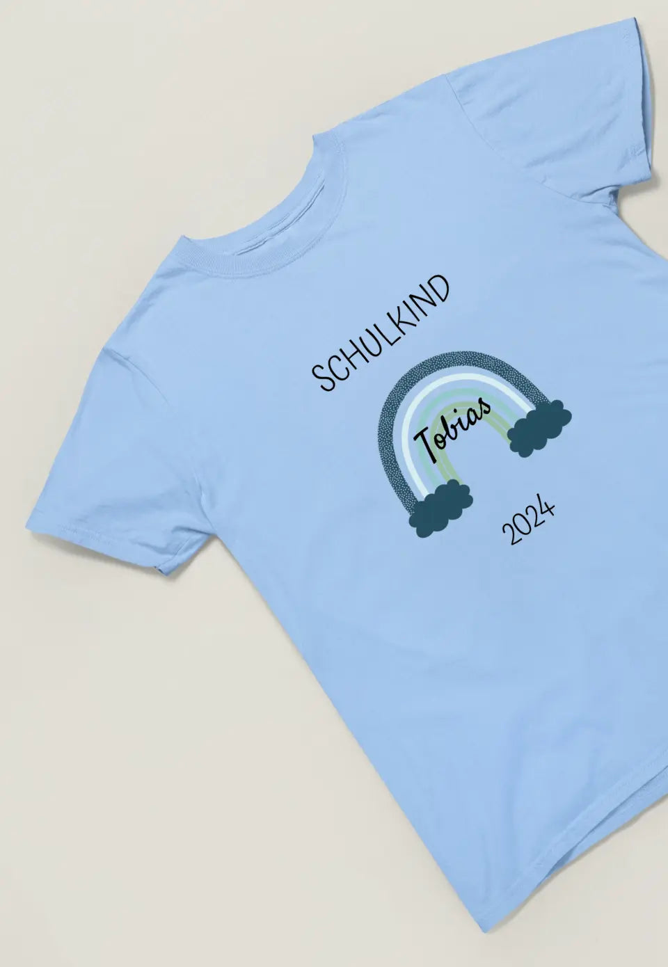 Personalisiertes Schulkind T-Shirt mit Regenbogenmotiv